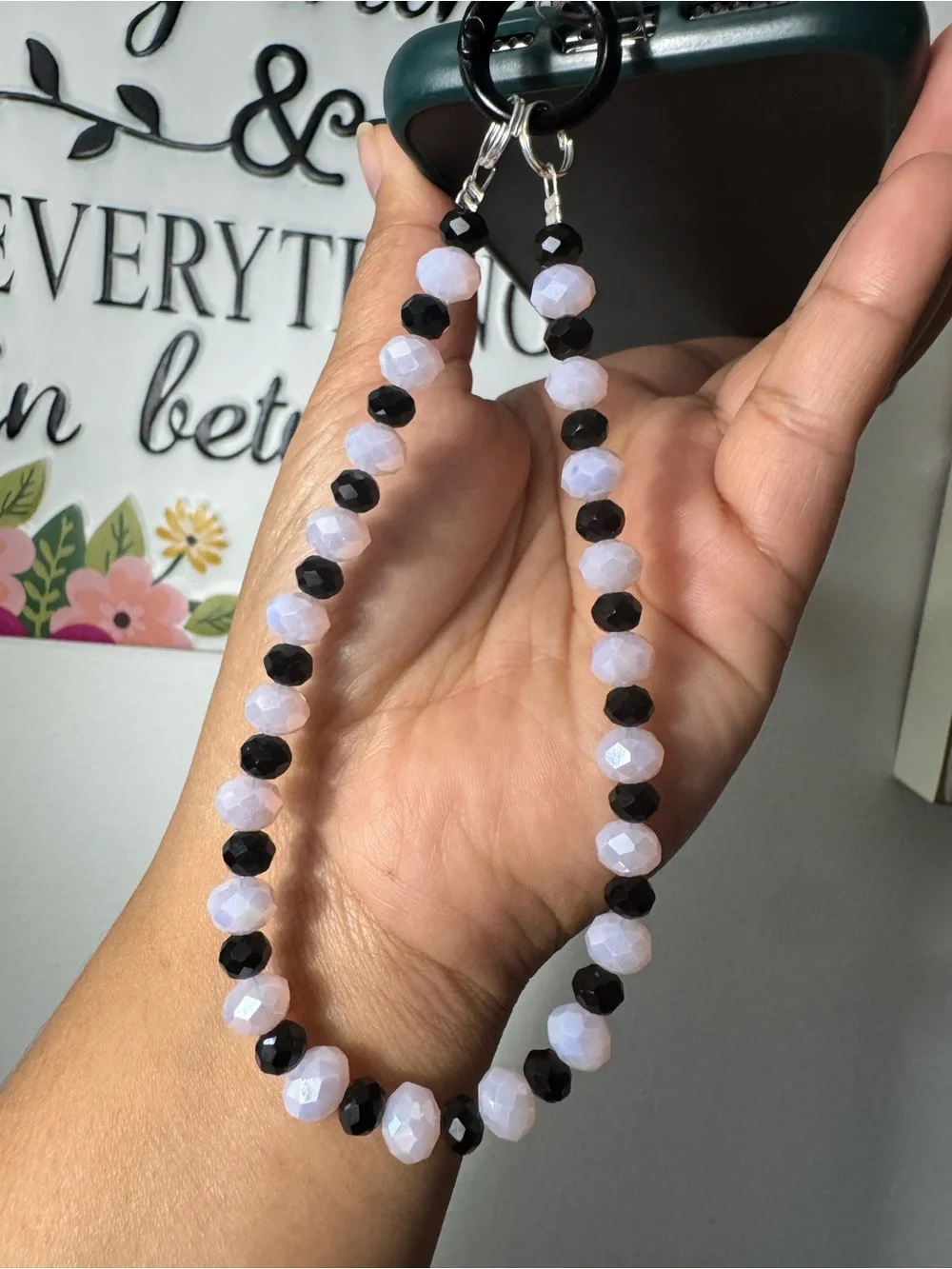 Bling Bling Black and Pale Pink Phone/Key/Bag Chain #P1072